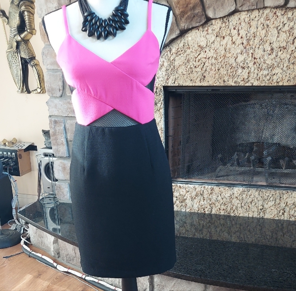 Pink and Black Strappy Dress